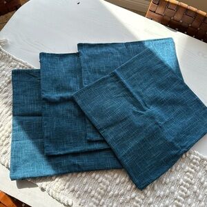 4 square blue accent pillow covers. 17.25” x 17.25” (New)